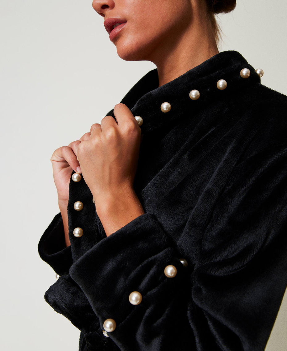 Vestaglia Faux Fur con Perle Twinset