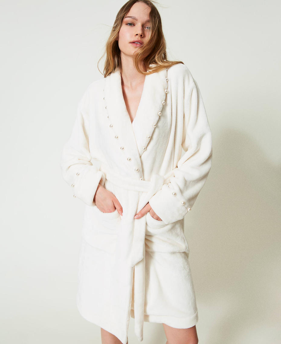 Vestaglia Faux Fur con Perle Twinset