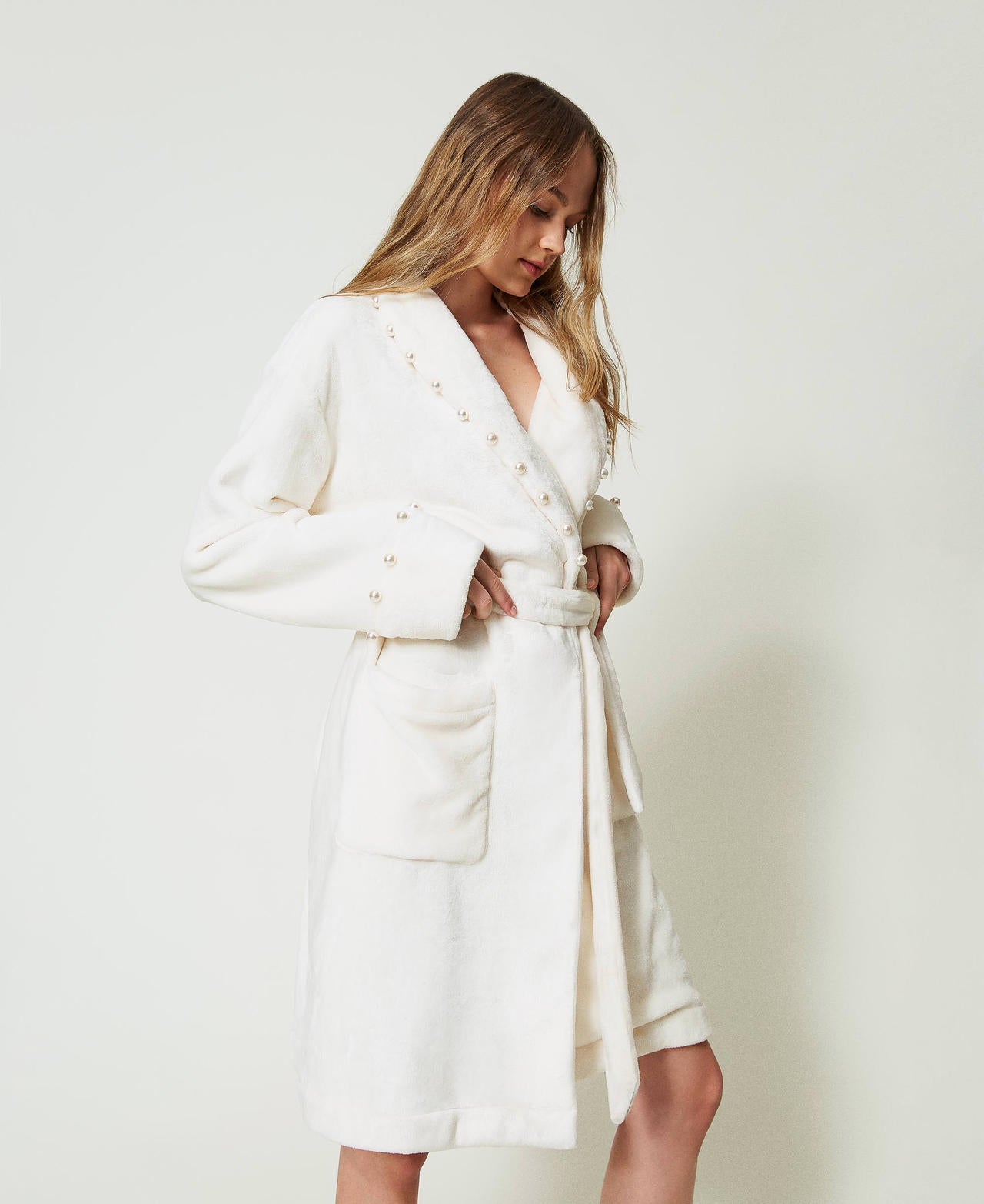 Vestaglia Faux Fur con Perle Twinset