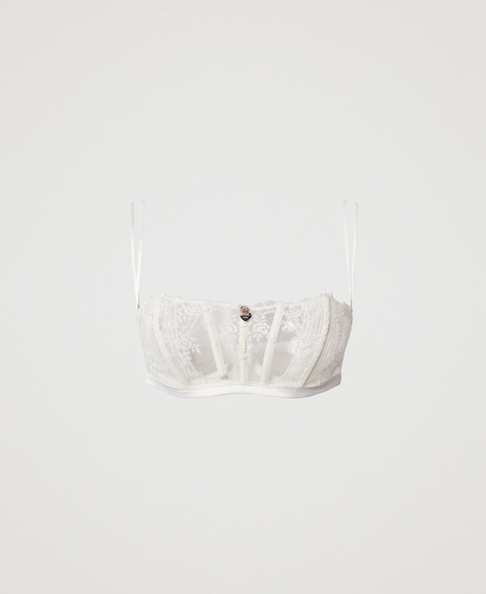 Reggiseno a fascia in tulle con ricamo Twinset