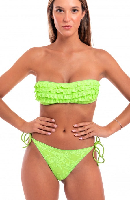 Lace Ruffled Bandeau Bikini