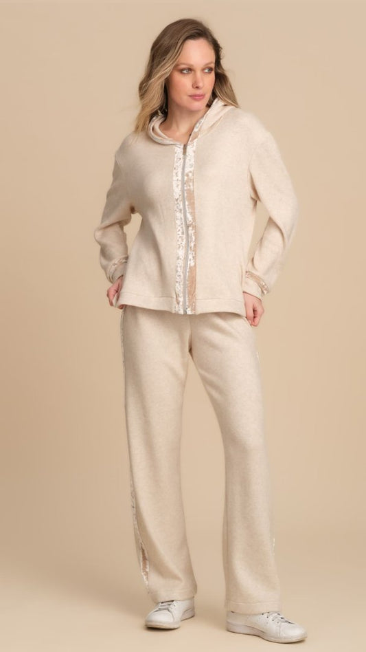 Tuta Beige Profili in Velluto Pepita