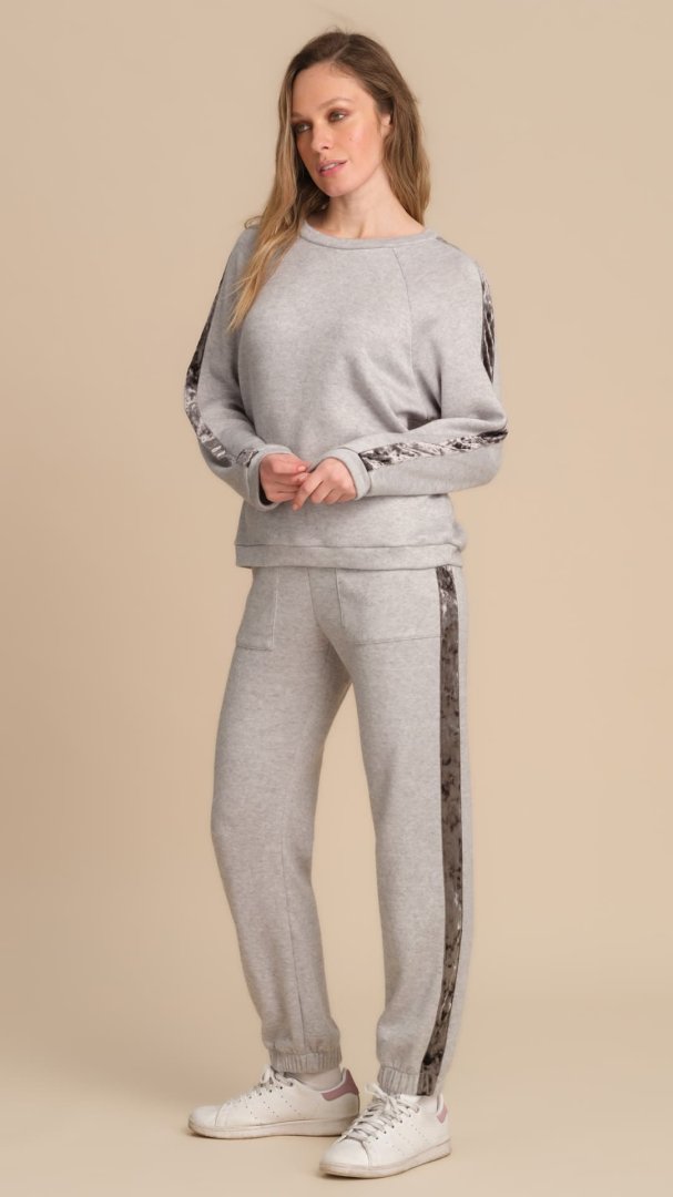 Completo Tuta Girocollo con Inserti in Ciniglia Pepita