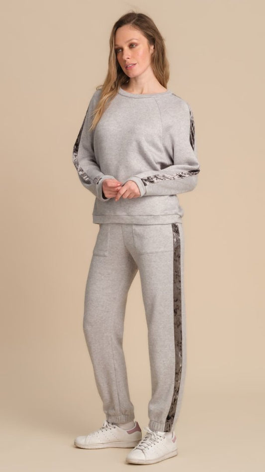 Completo Tuta Girocollo con Inserti in Ciniglia Pepita