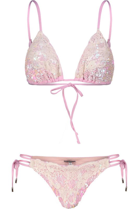 Bikini Triangolo con Paillettes e Slip brasiliano in pizzo Miss Bikini