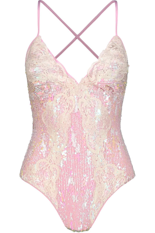 Costume Intero con Paillettes e Rifiniture in Pizzo - Miss Bikini