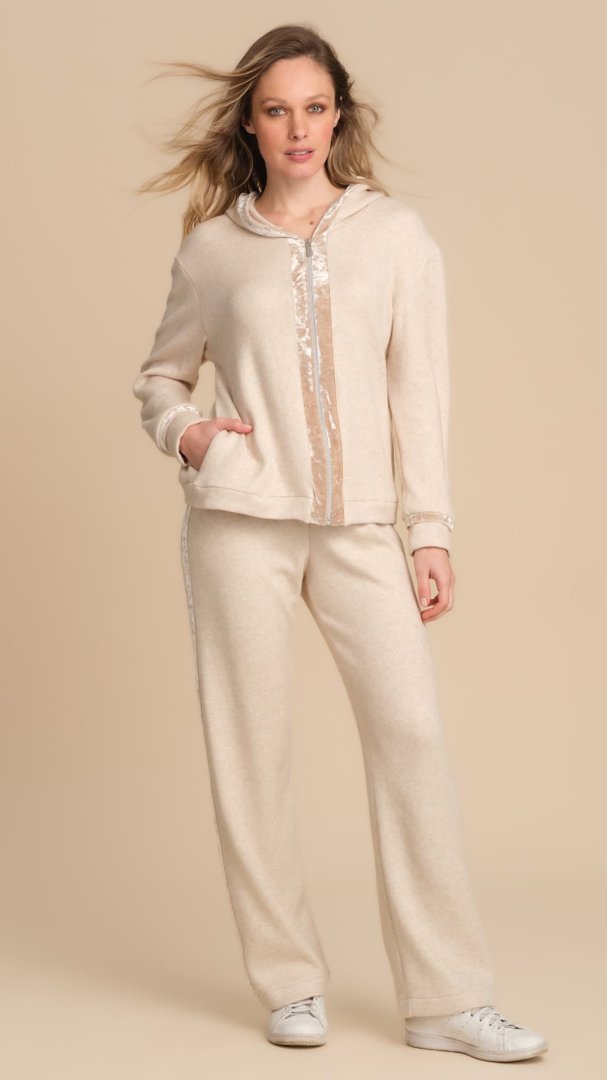 Tuta Beige Profili in Velluto Pepita