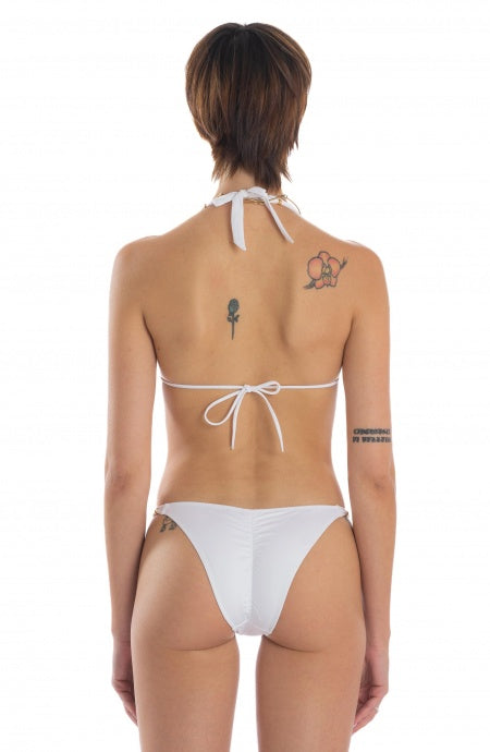 Bikini Triangolo con Perle Tinta Unita