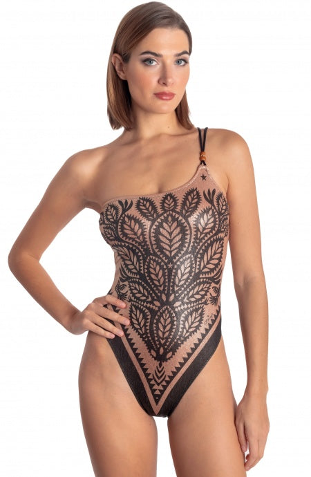 Maillot de bain une pièce asymétrique à une épaule Tree