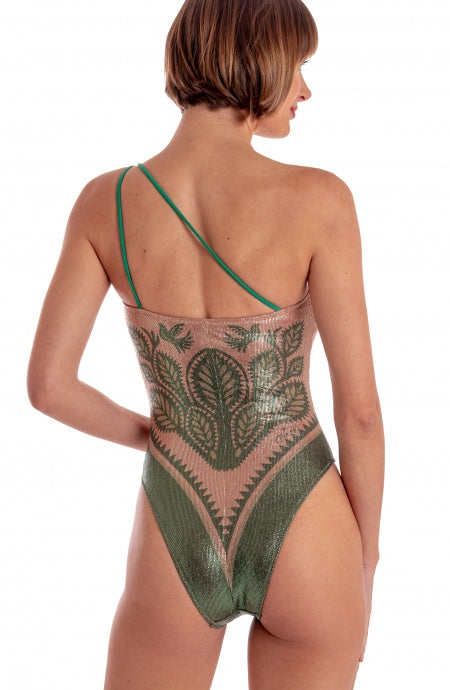 Maillot de bain une pièce asymétrique à une épaule Tree