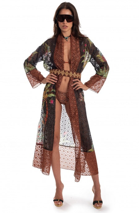 Kimono Lungo Safari con Cintura Pin-Up Stars