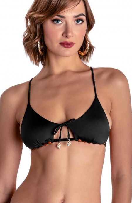 Soutien-gorge triangle avec perles et coquillages