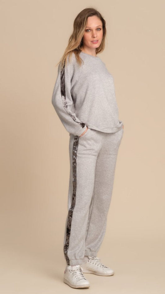 Completo Tuta Girocollo con Inserti in Ciniglia Pepita